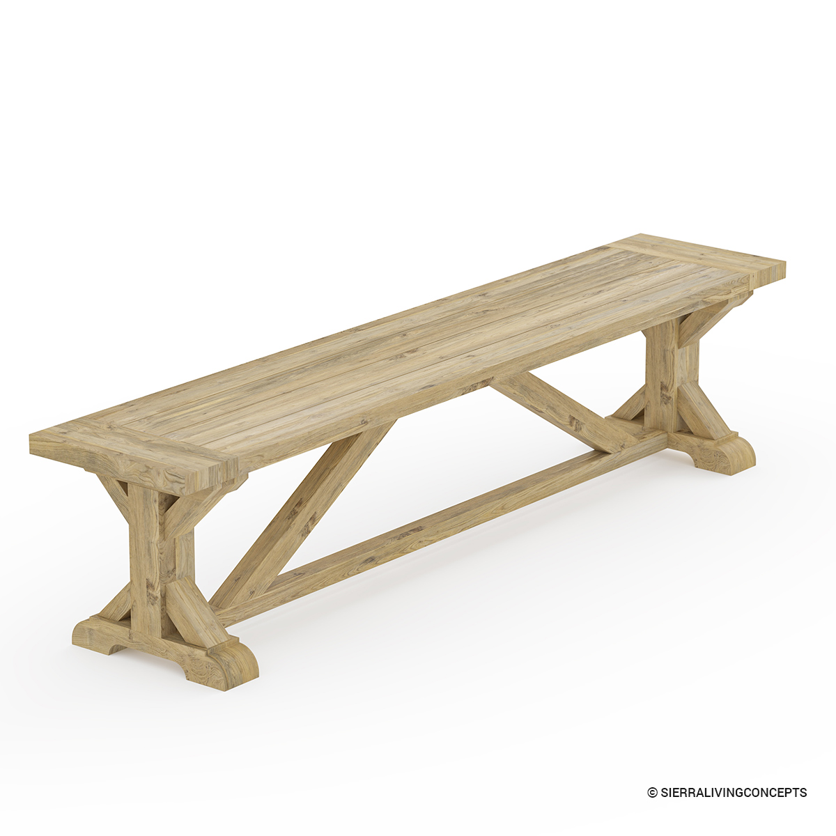 Fulton Stylish Teak Wood Trestle Base Dining Bench