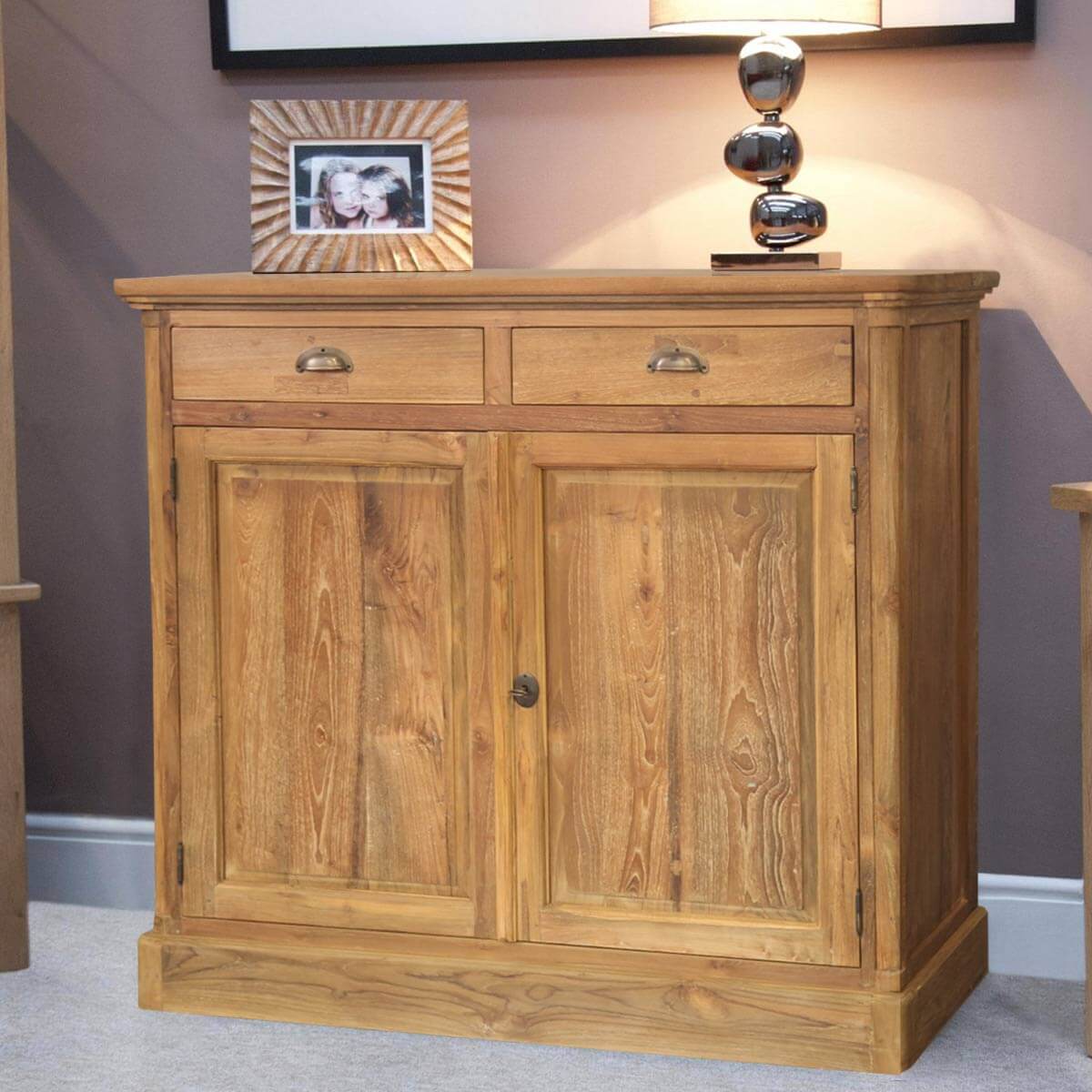 Quiroga Reclaimed Teak Wood 2 Drawer Rustic Buffet Cabinet