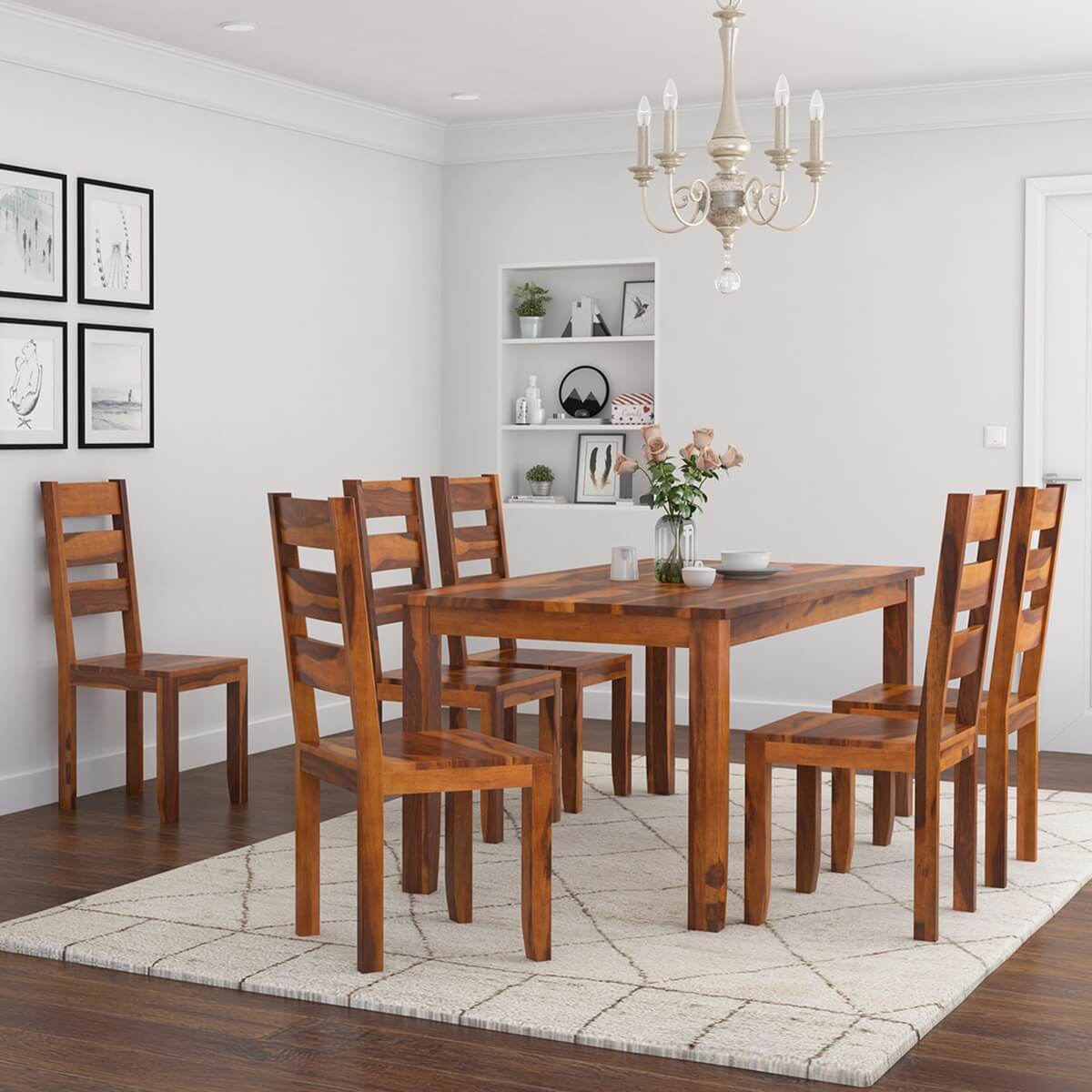 Cariboo Contemporary Rustic Solid Wood Dining Table Set