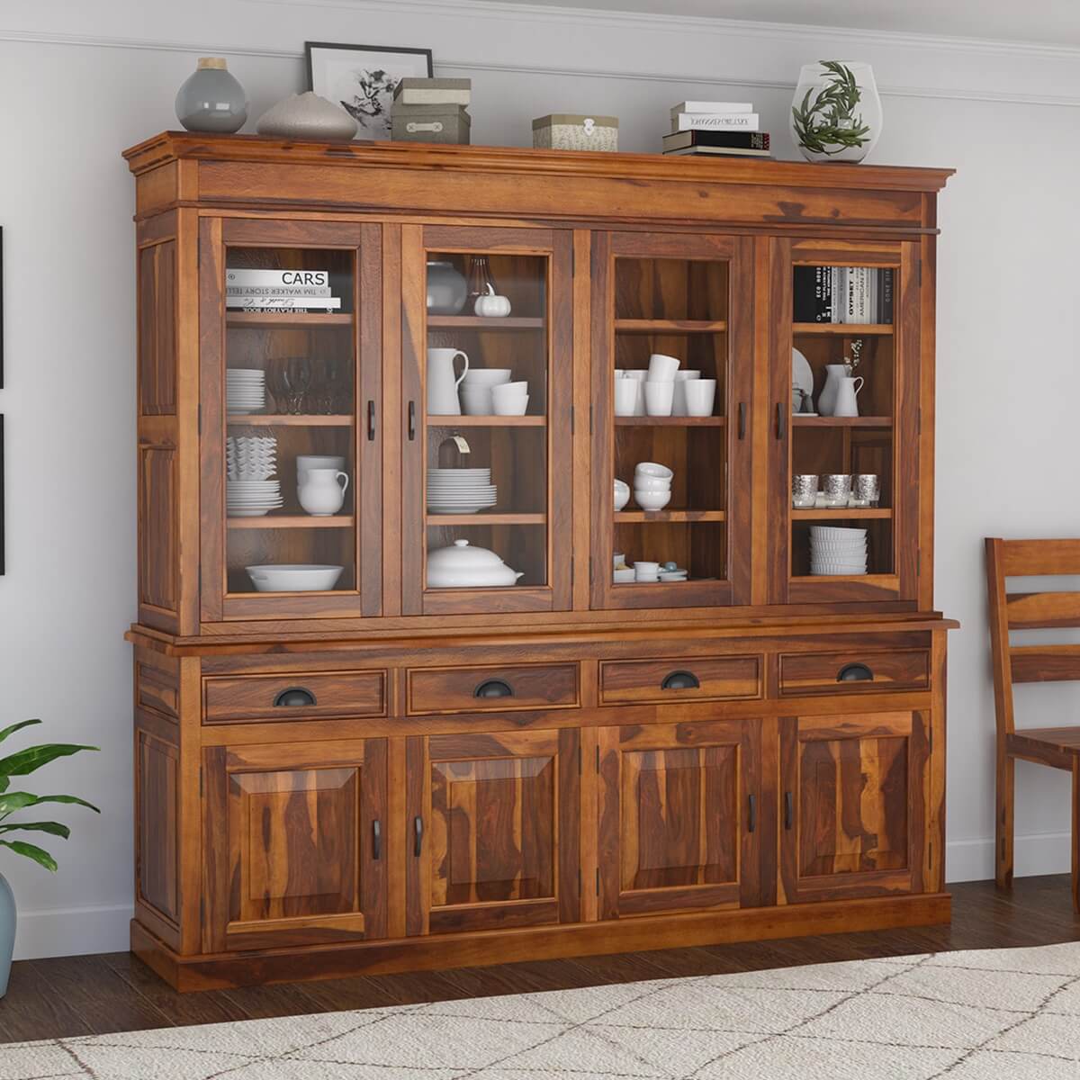 Cariboo Contemporary Rustic Solid Wood Dining Room Large Buffet Hutch