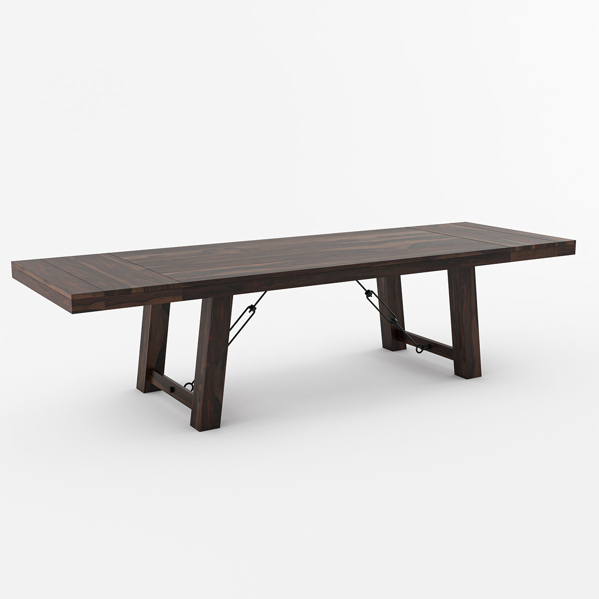 Tirana Rustic Solid Wood Large Dining Table With Extendable Leaves