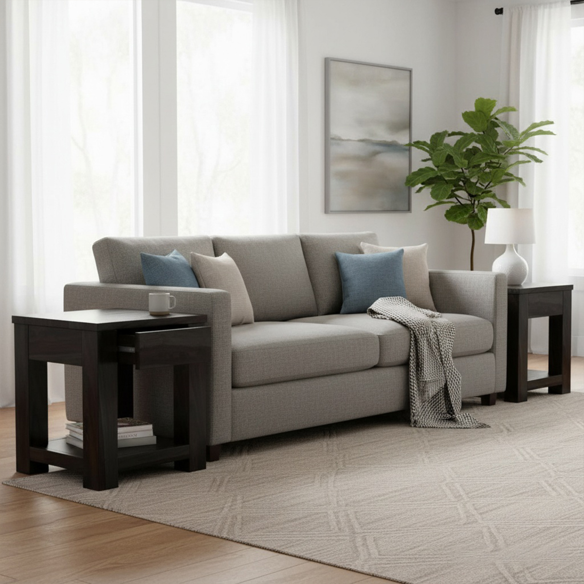 Glencoe Contemporary Square End Table Set of 2 With Storage