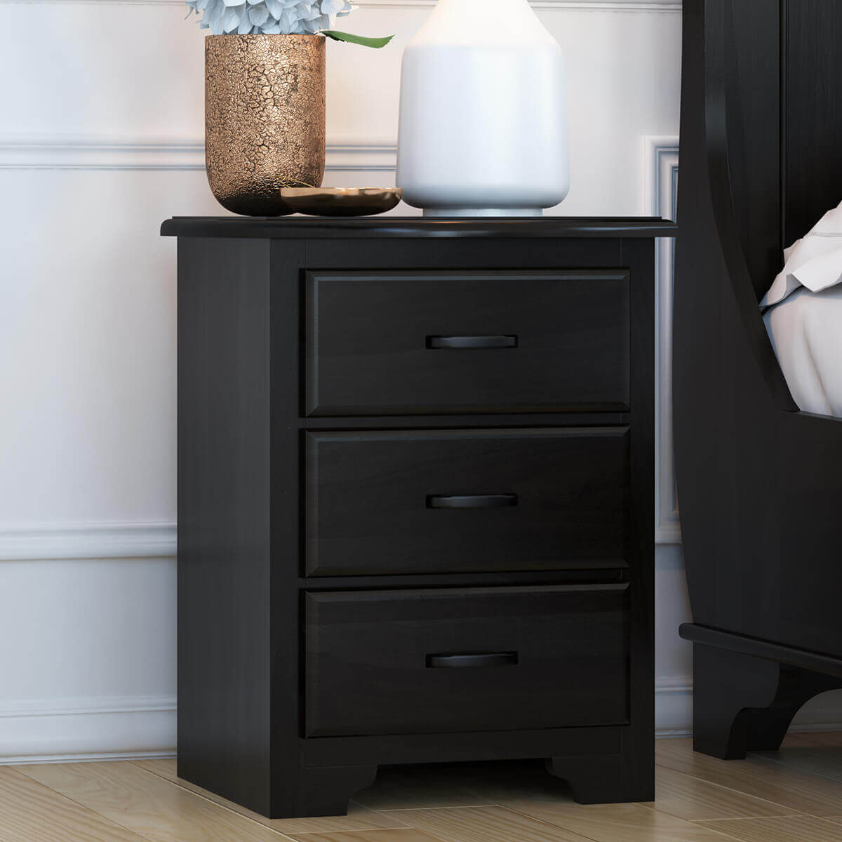 Majorca Contemporary Solid Wood 3 Drawer Nightstand