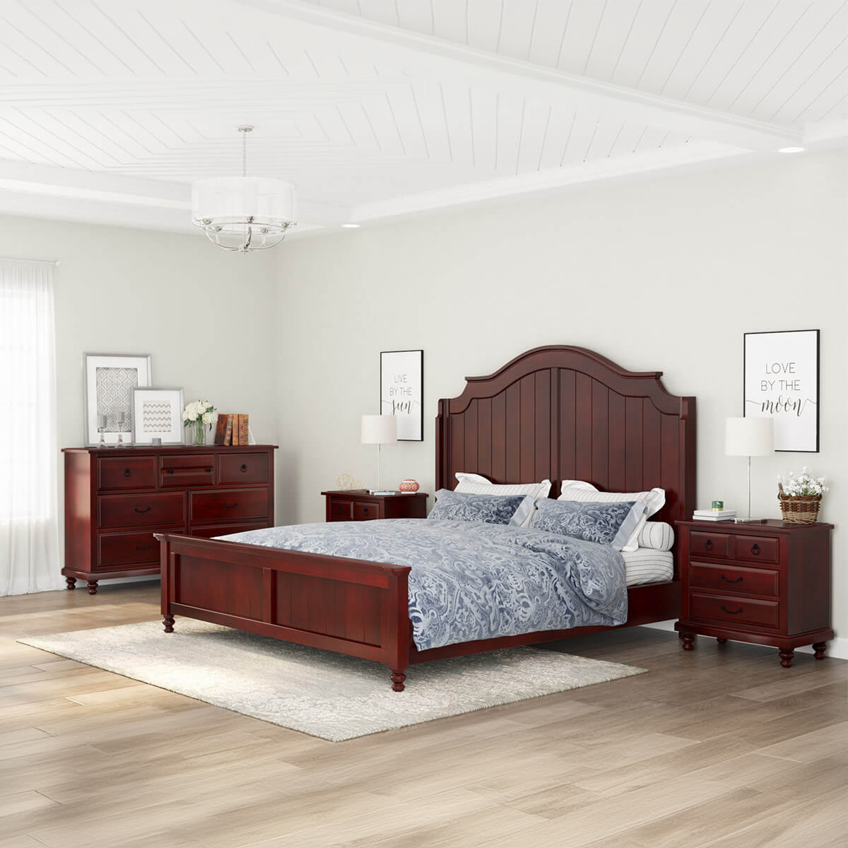 Iowa Traditional Style Solid Mahogany Wood 4 Piece Bedroom Set