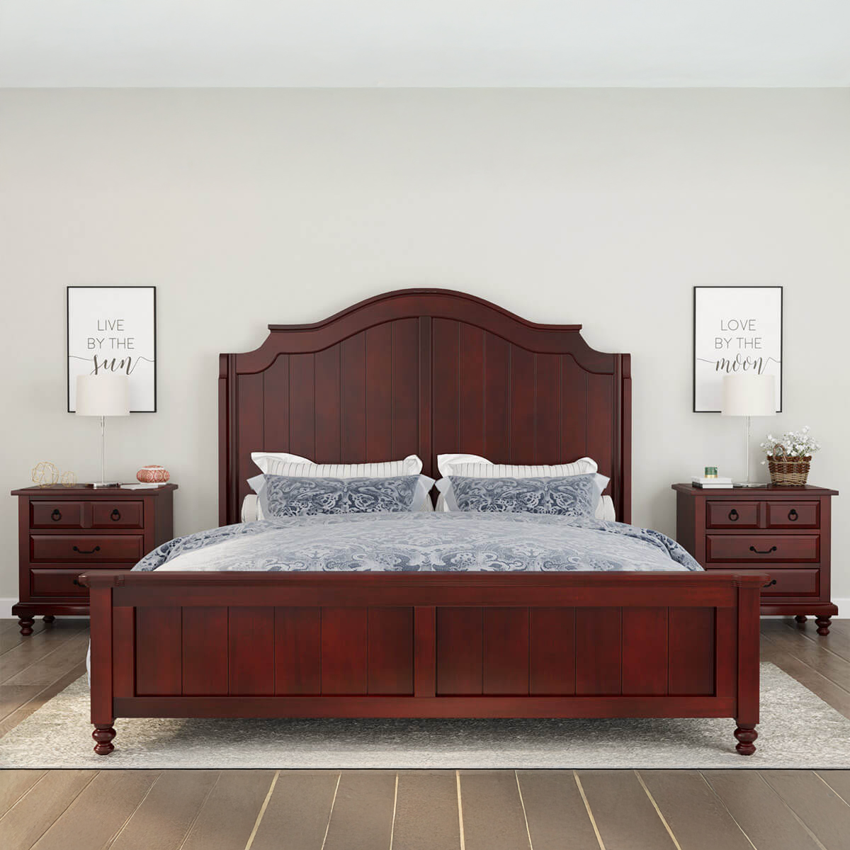 Iowa Traditional Style Mahogany Wood Platform Bed Frame