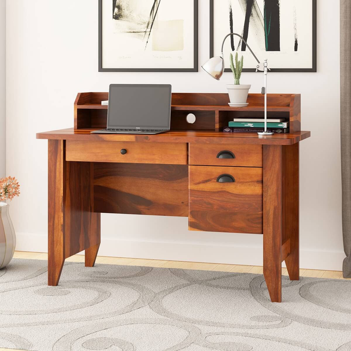 Dudleyville Solid Wood Small Home Office Computer Desk with Drawers