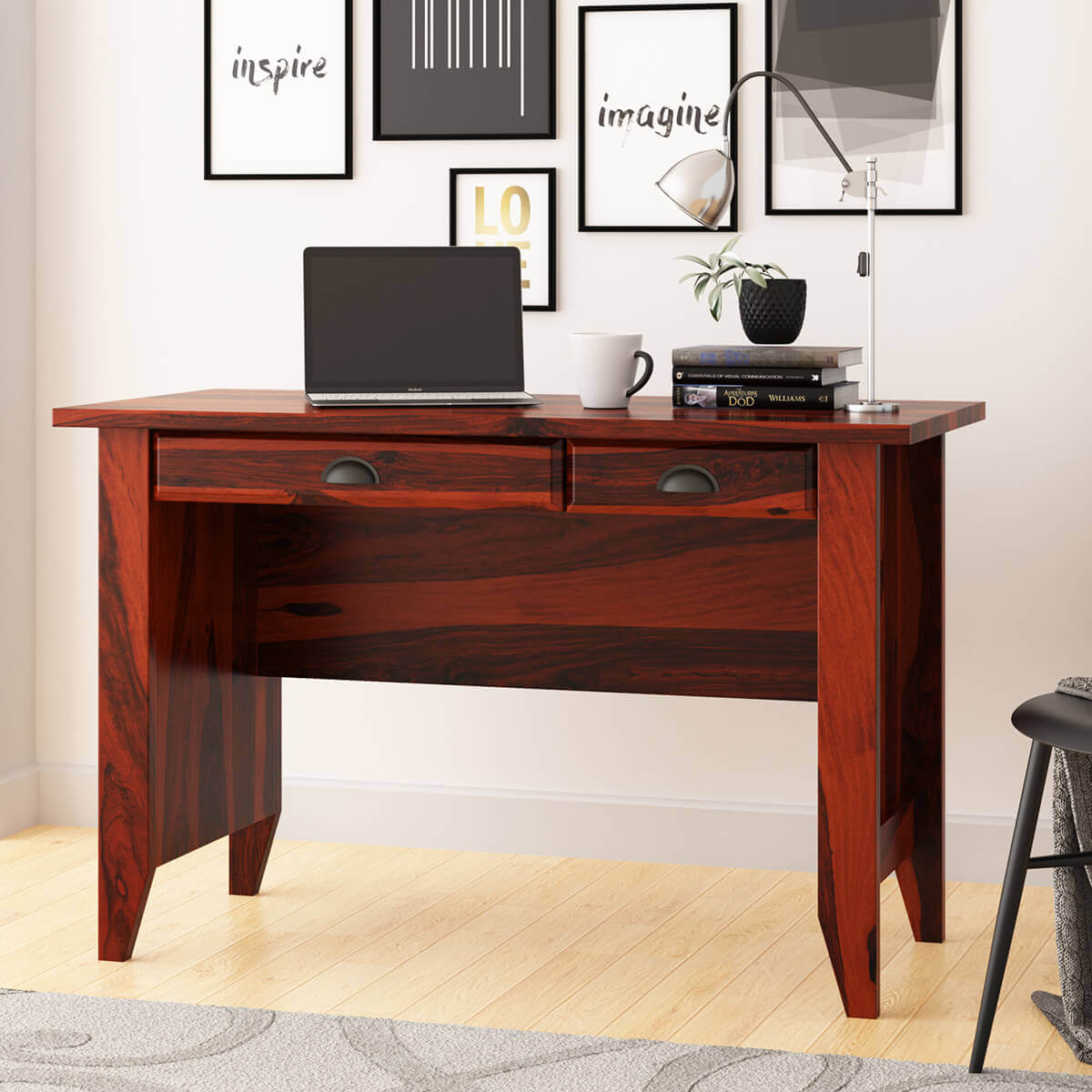 Brenda Solid Wood Writing Desk with Drawers