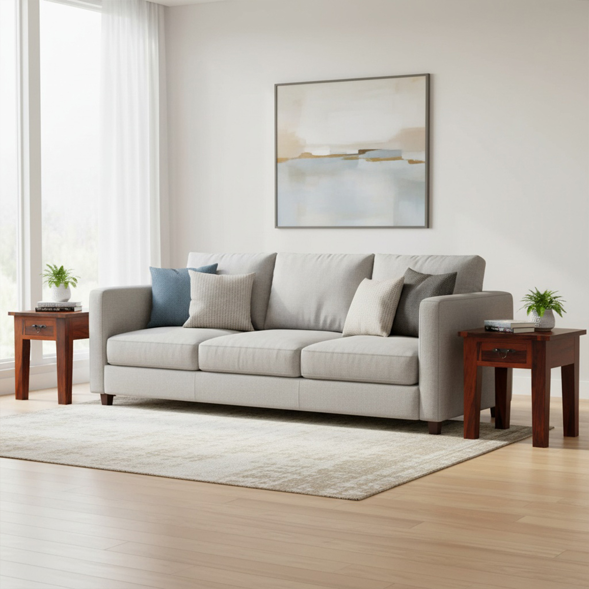 Tierra Solid Wood Square End Table Set of 2 With Storage