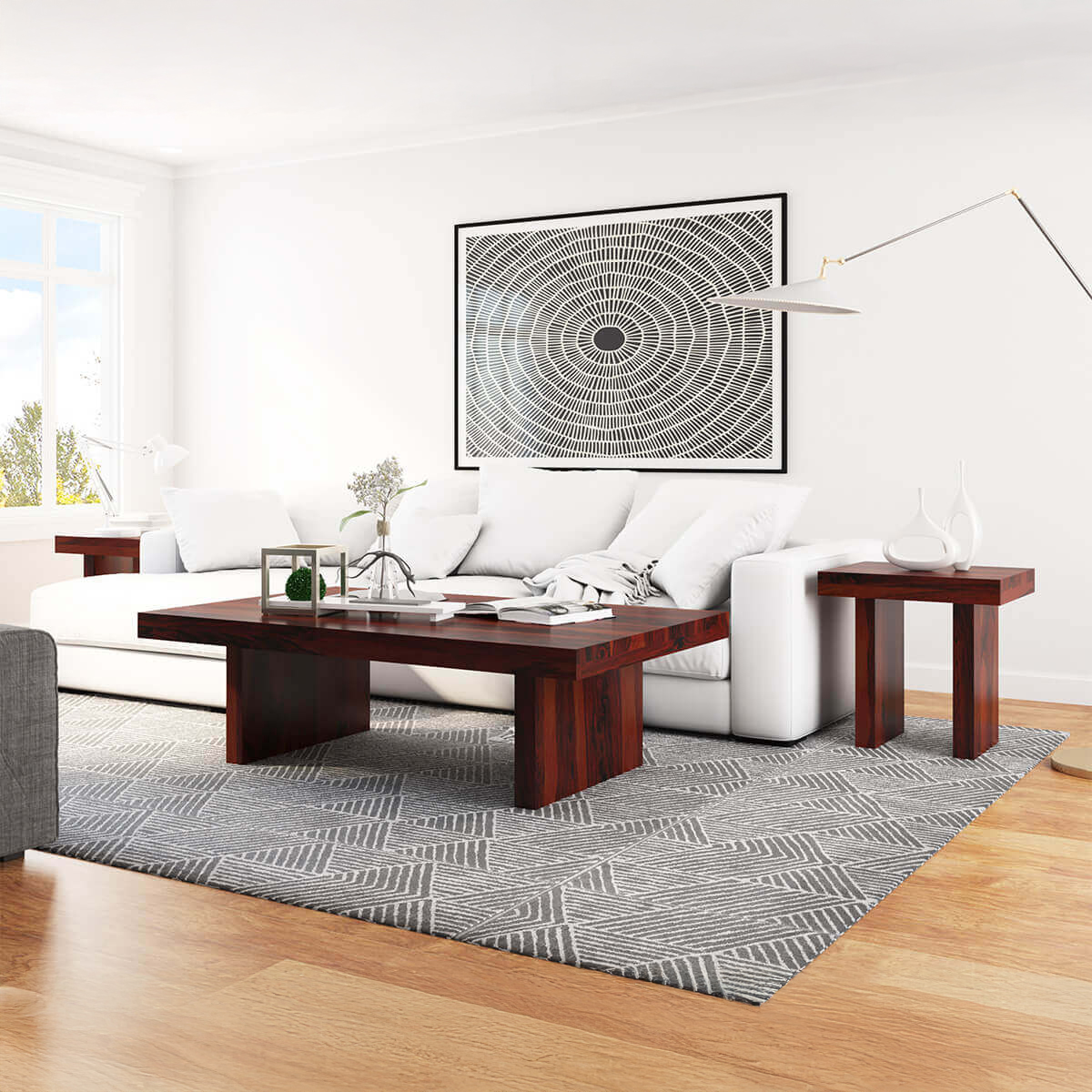 Jayton Contemporary 3 Piece Large Coffee Table and End Table Set