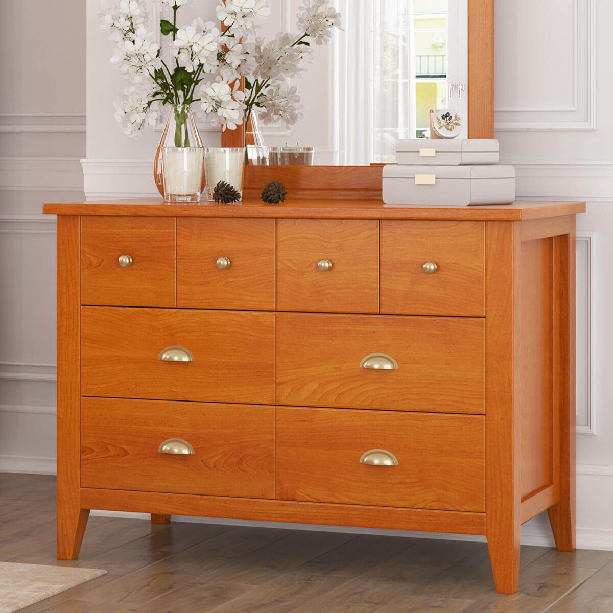 Longport Traditional Style Mahogany Wood 8 Drawer Dresser