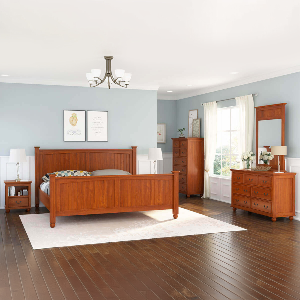 Delanson Solid Mahogany Wood 6 Piece Bedroom Set