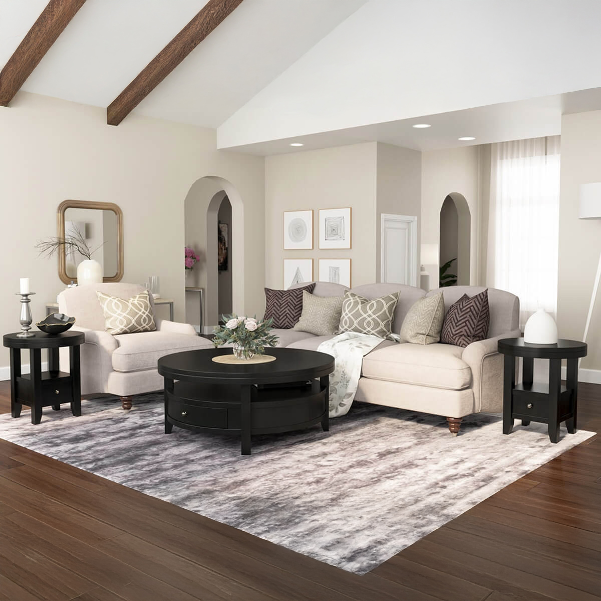 Toledo Modern Black Round 3 Piece Coffee Table Sets