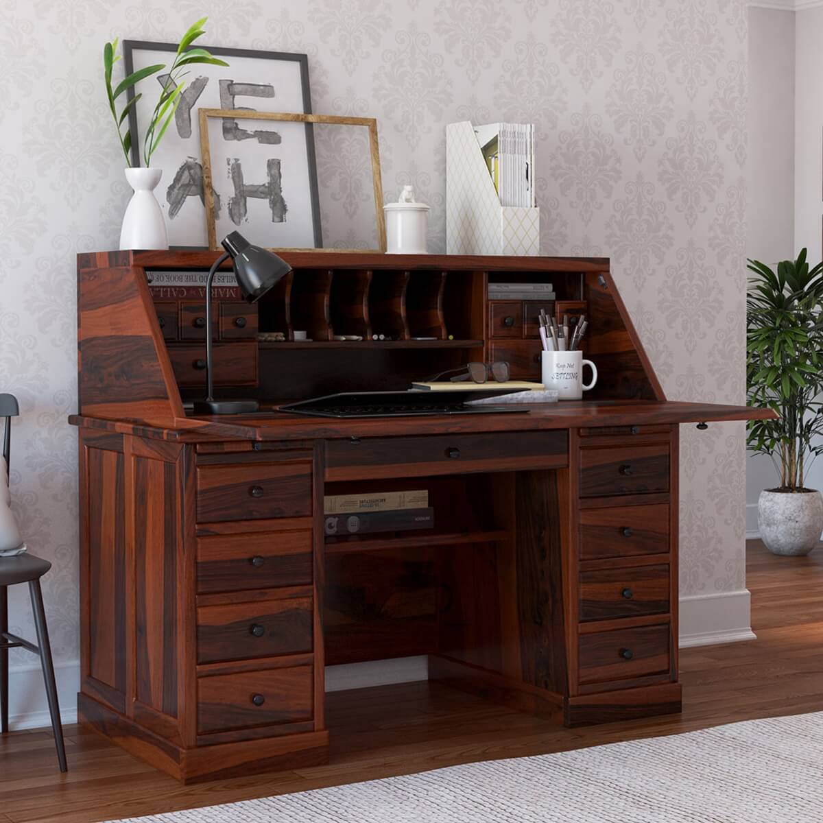 Altamahaw Solid Wood Secretary Desk