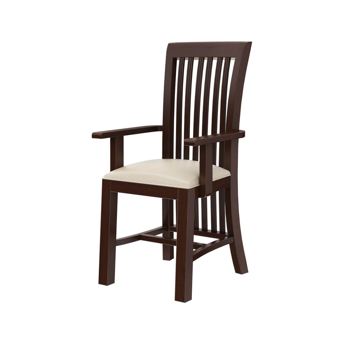 Tannersville Solid Mahogany Wood Upholstered Dining Chair w Arms