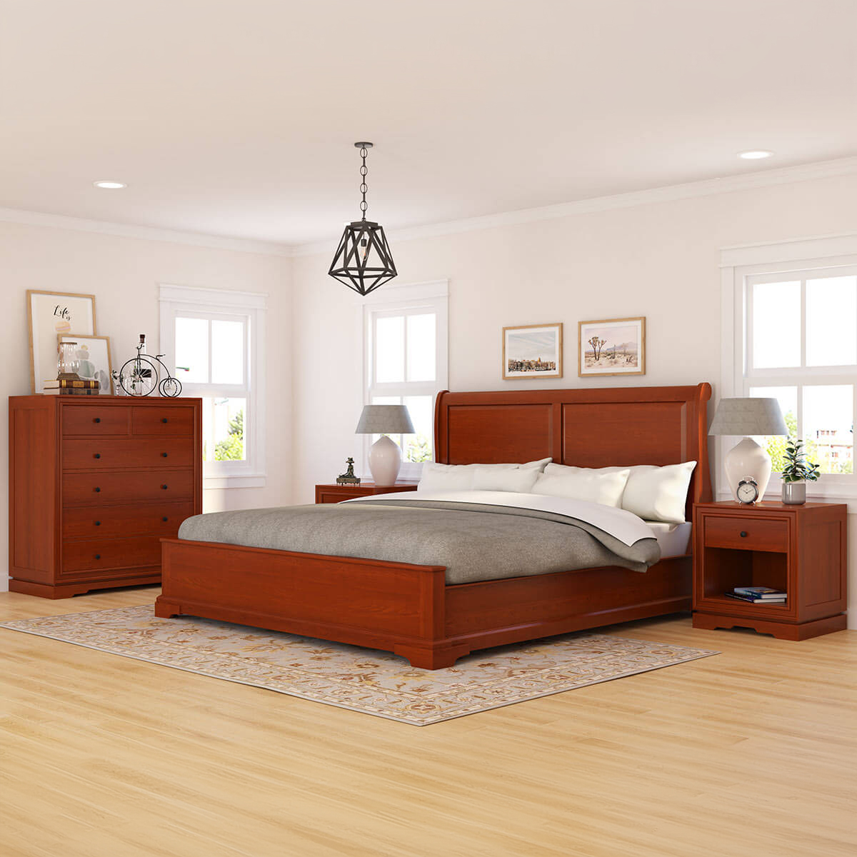 Duanesburg Mahogany Wood 4 Piece Bedroom Set