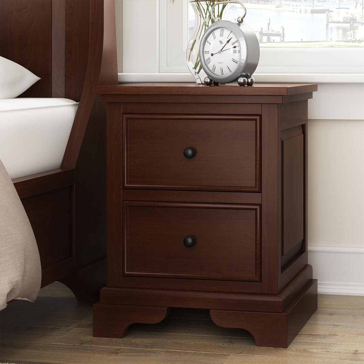 Accoville Traditional Mahogany Wood 2 Drawer Nightstand