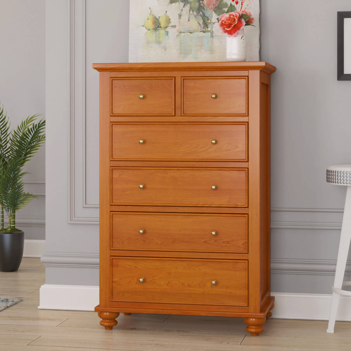 Wamsutter Solid Mahogany Wood 6 Drawer Tall Dresser