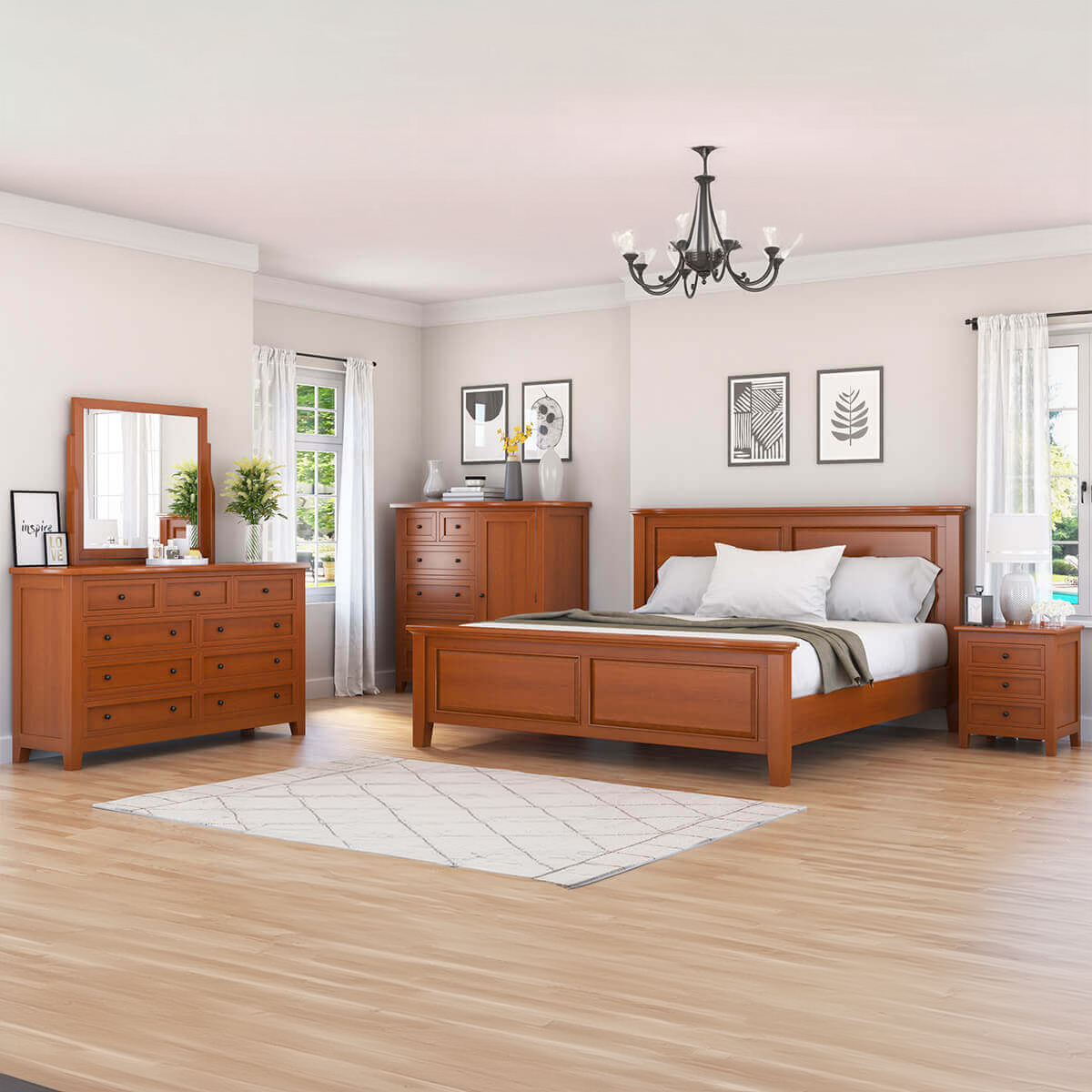 Kristoff Mahogany Wood 6 Piece Bedroom Set