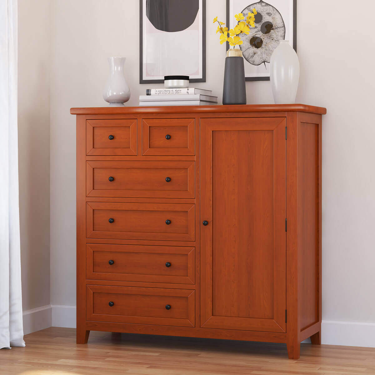 Kristoff Solid Mahogany Wood 6 Drawer Gentleman Dresser