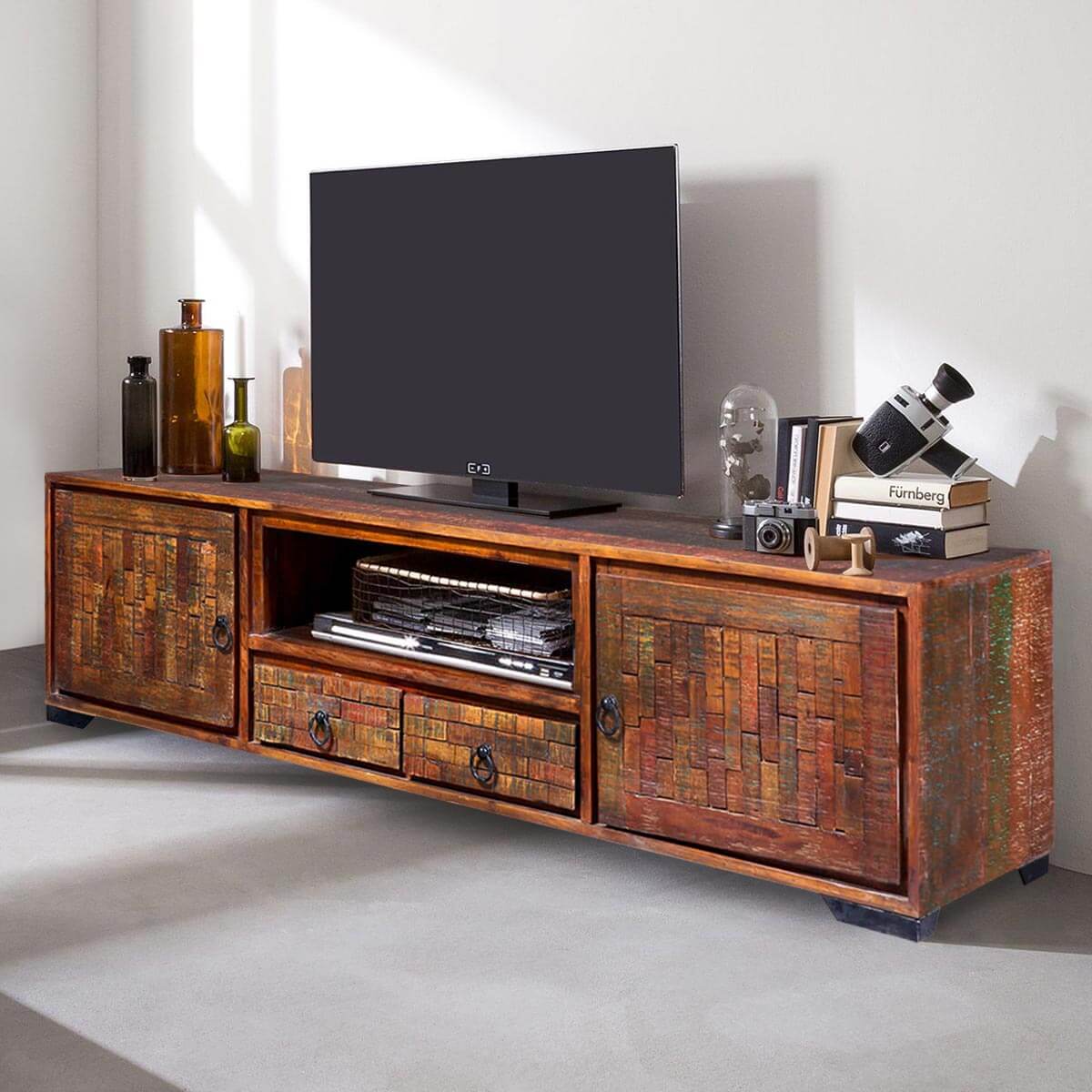 Virgie Rustic 75 Inch TV Entertainment Center Media Cabinet