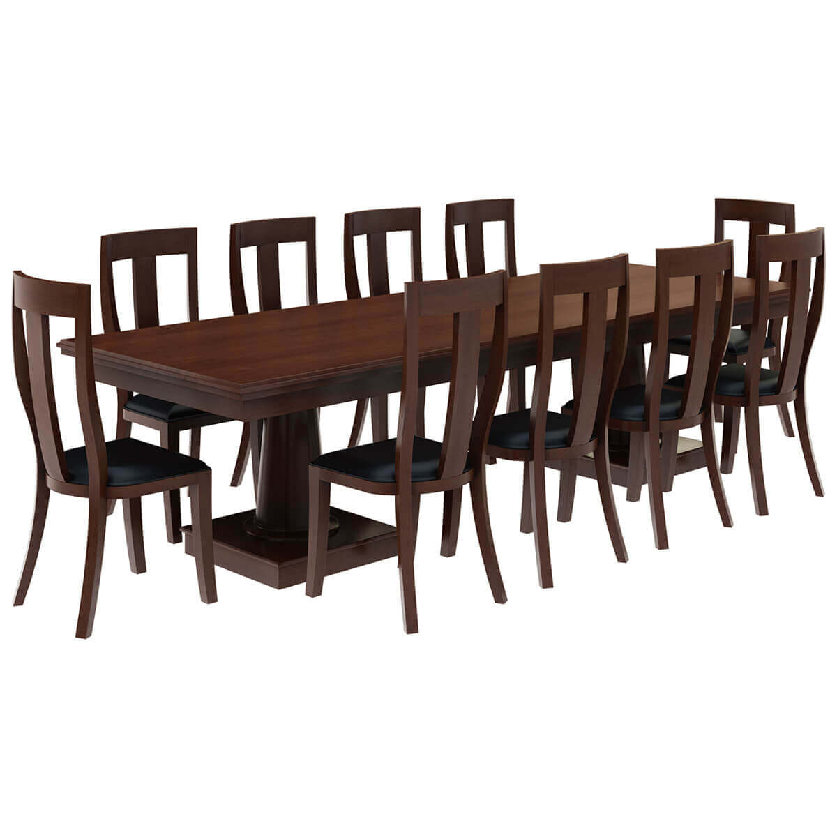 Cazenovia Solid Mahogany Wood Dining Table with 10 Chairs Set