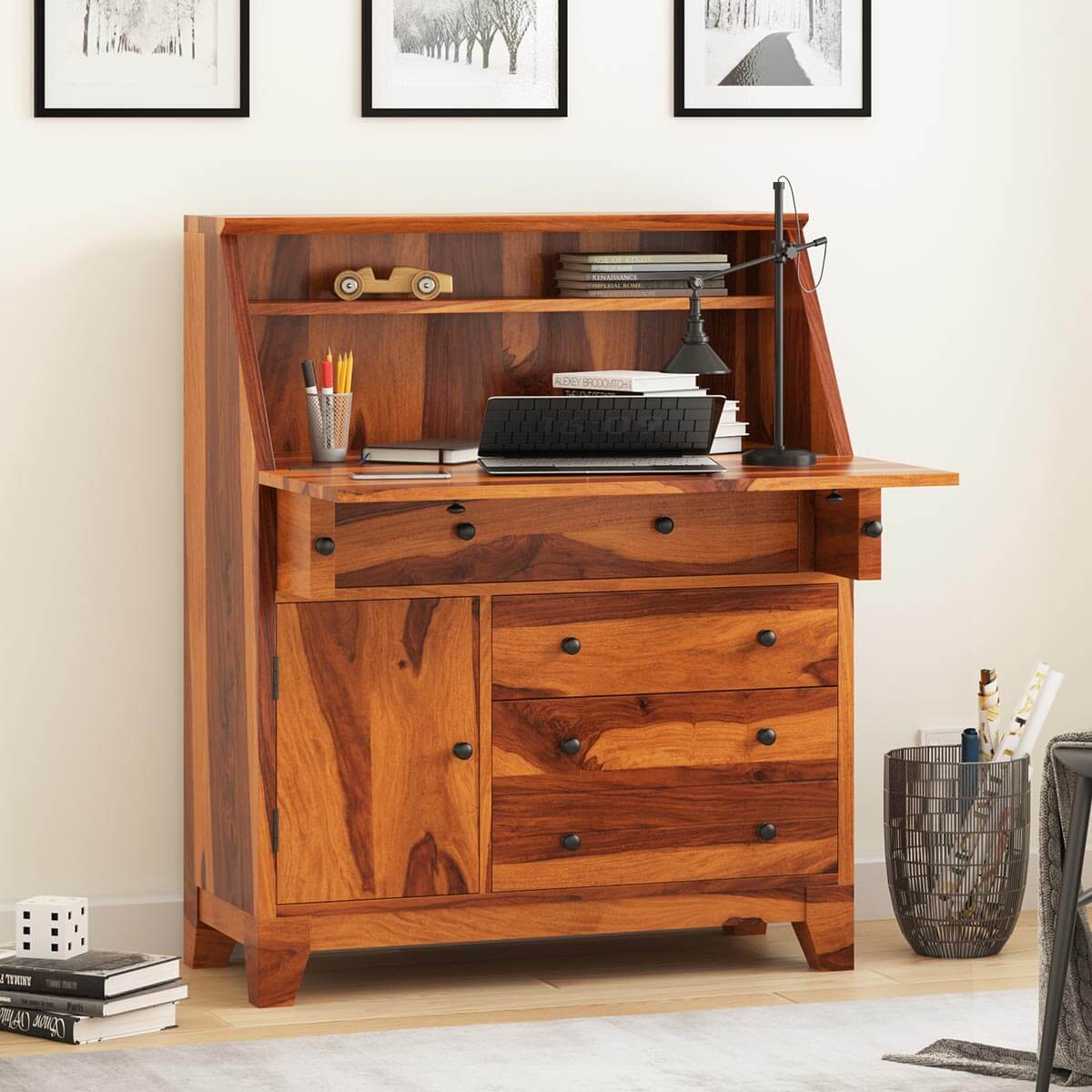 Cottondale Solid Wood Drop Front Secretary Desk