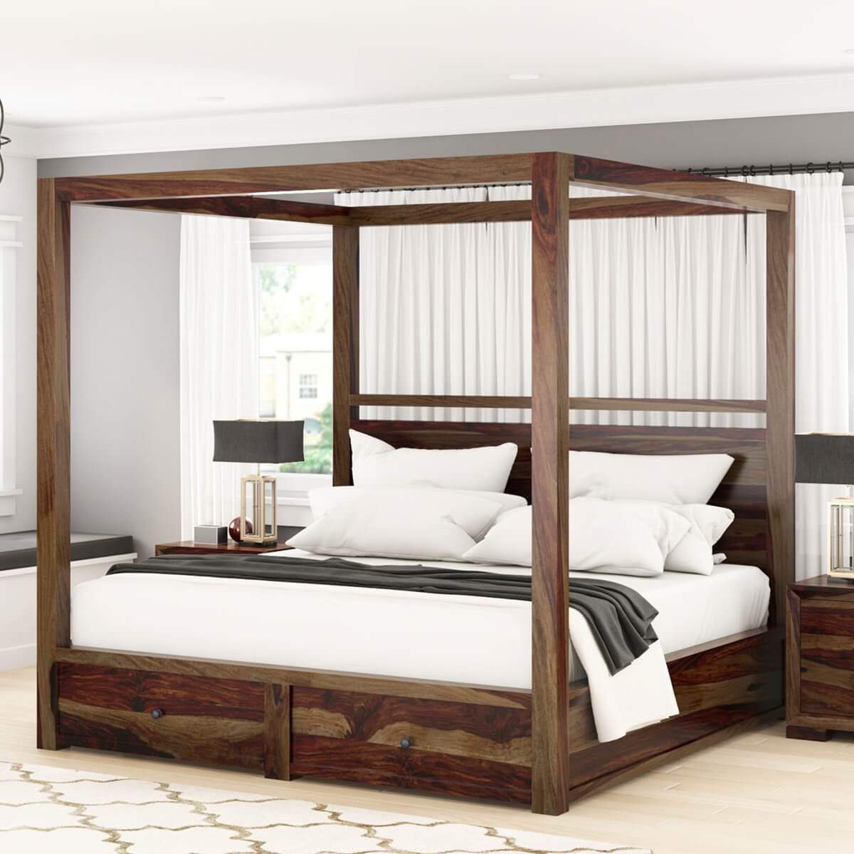 Farson Contemporary Storage Rustic Canopy Bed