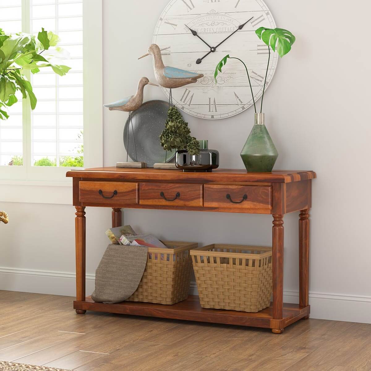 Isleton Traditional Console Table With Storage