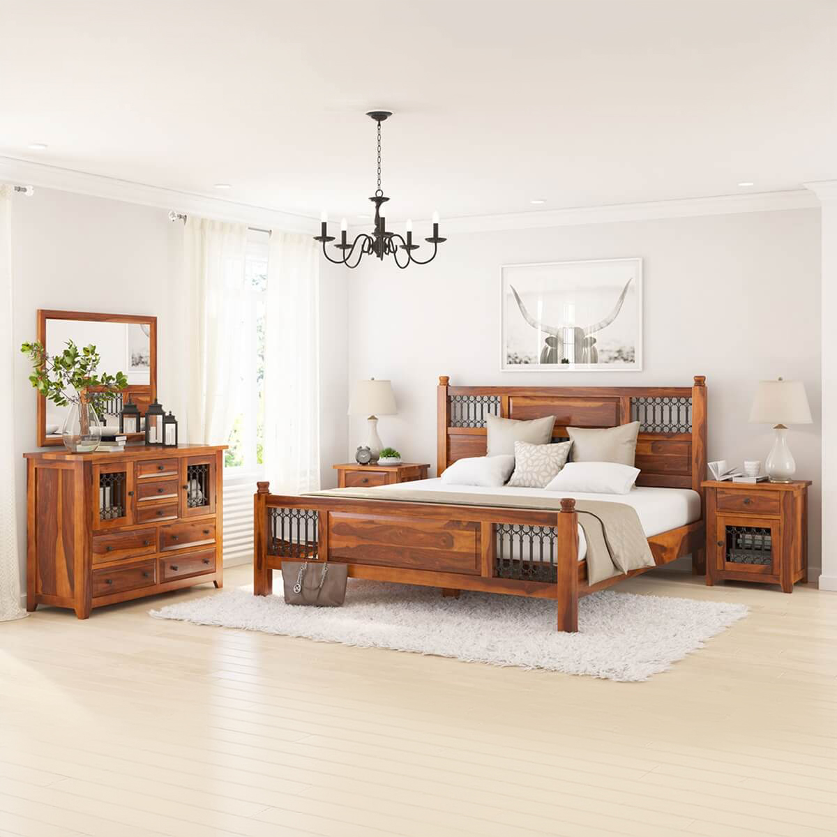 San Francisco Solid Wood 5 Piece Bedroom Set