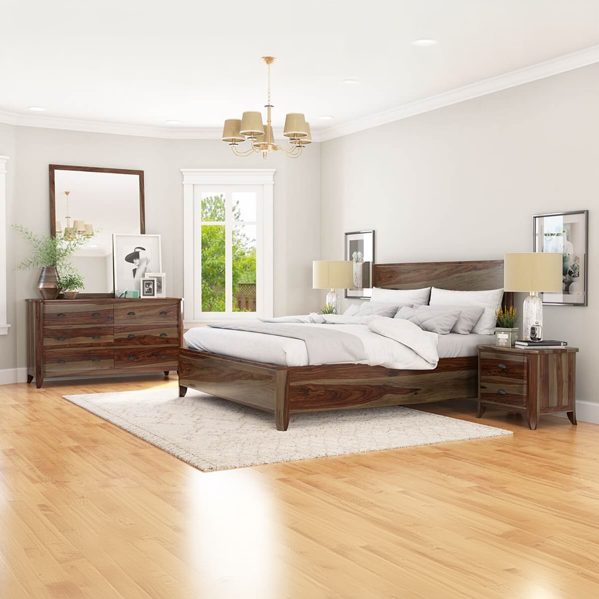Thornton 4 Piece Solid Wood Modern Bedroom Set
