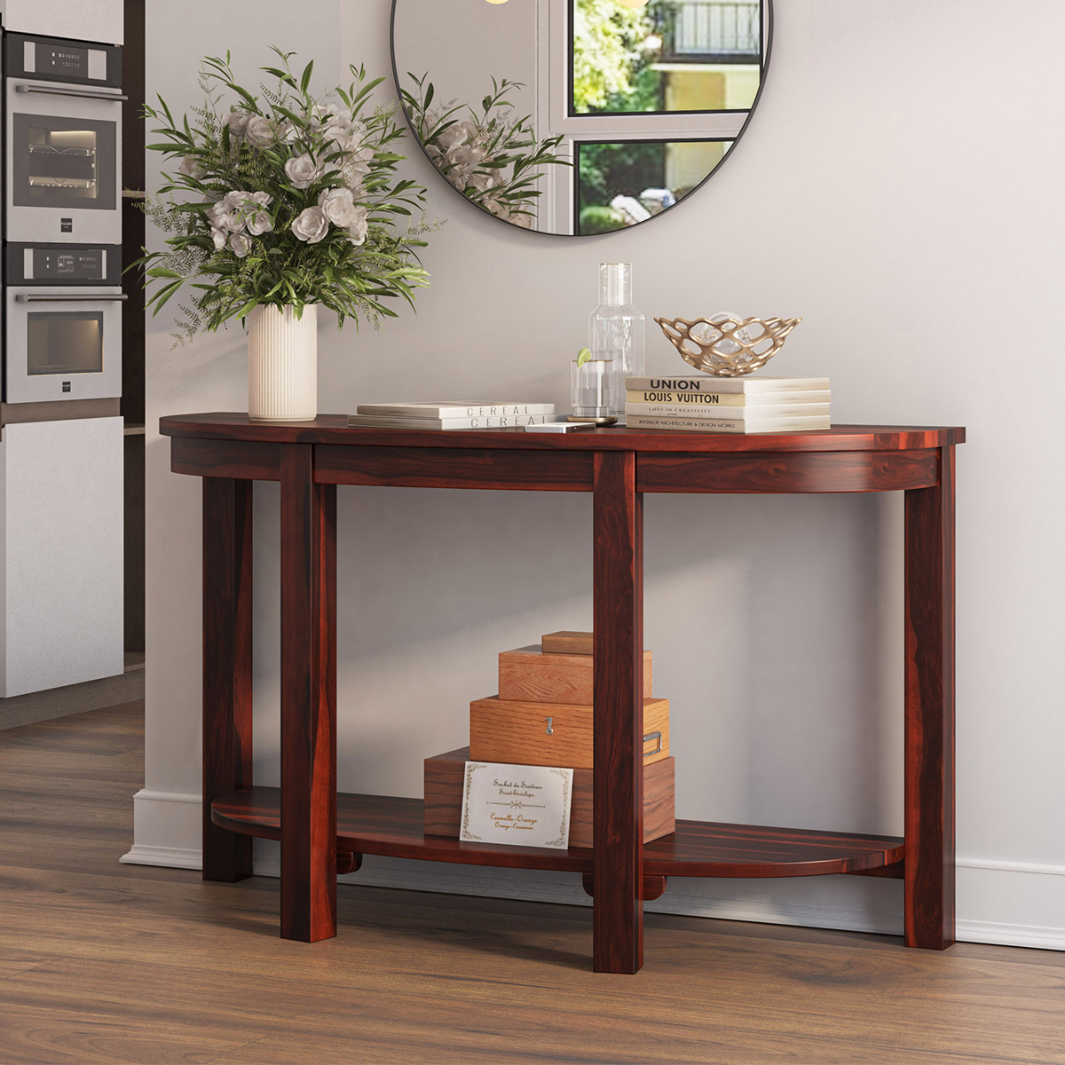 Murrieta Solid Wood Half Moon Console Table