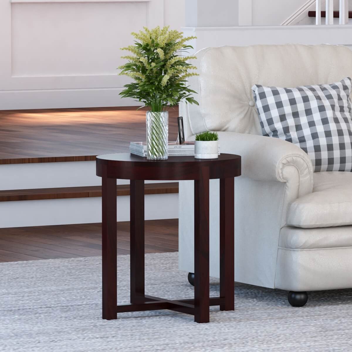 Murrieta Rustic Solid Wood Round End Table