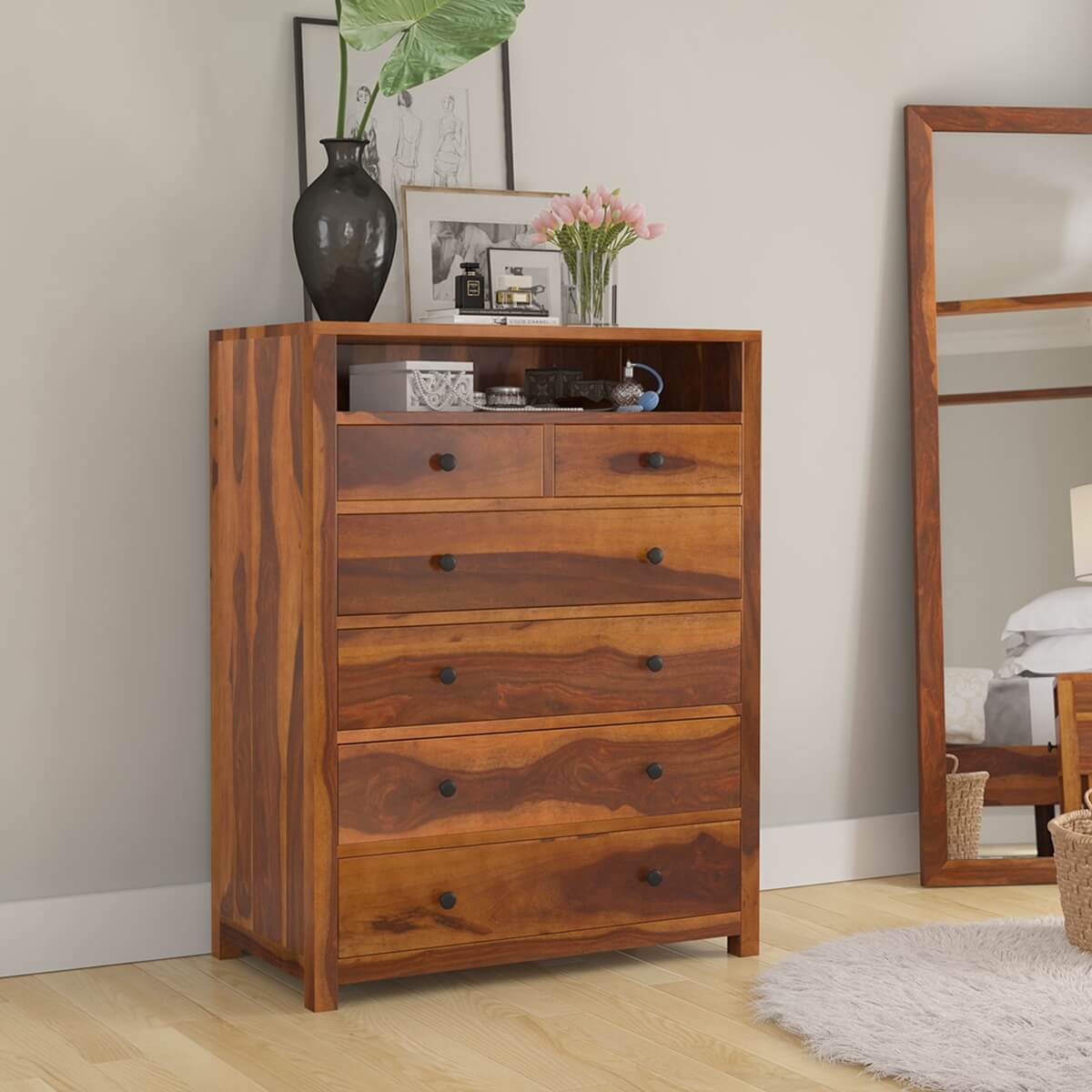 Kodiak Rustic Solid Wood 6 Drawer Tall Bedroom Dresser