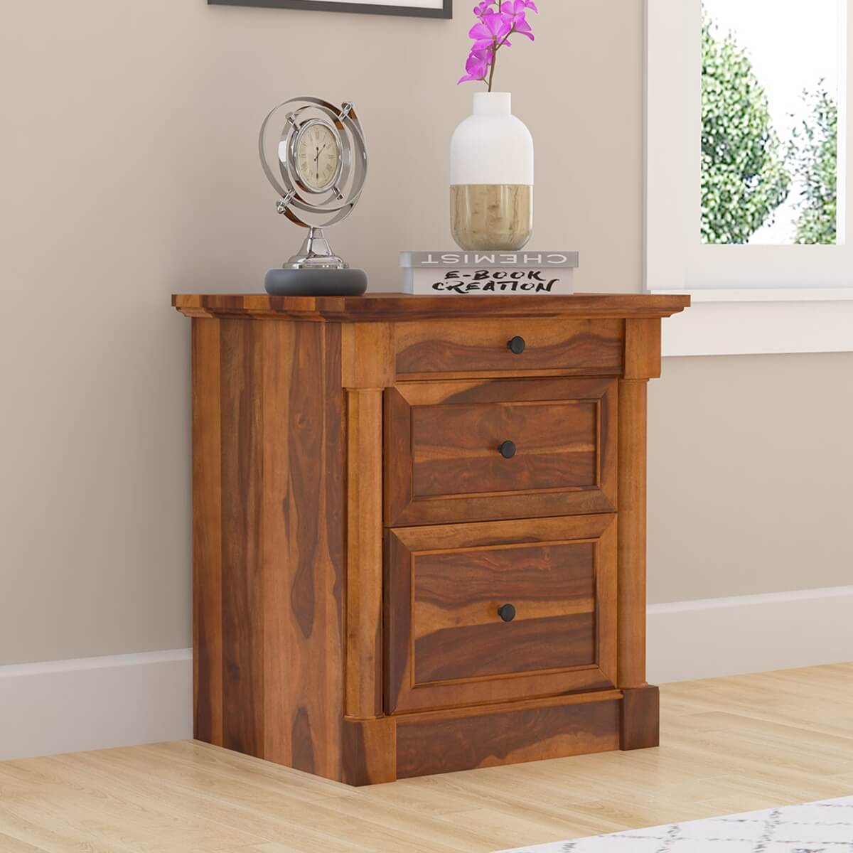 Ansonville Rustic Solid Wood 3 Drawer File Cabinet