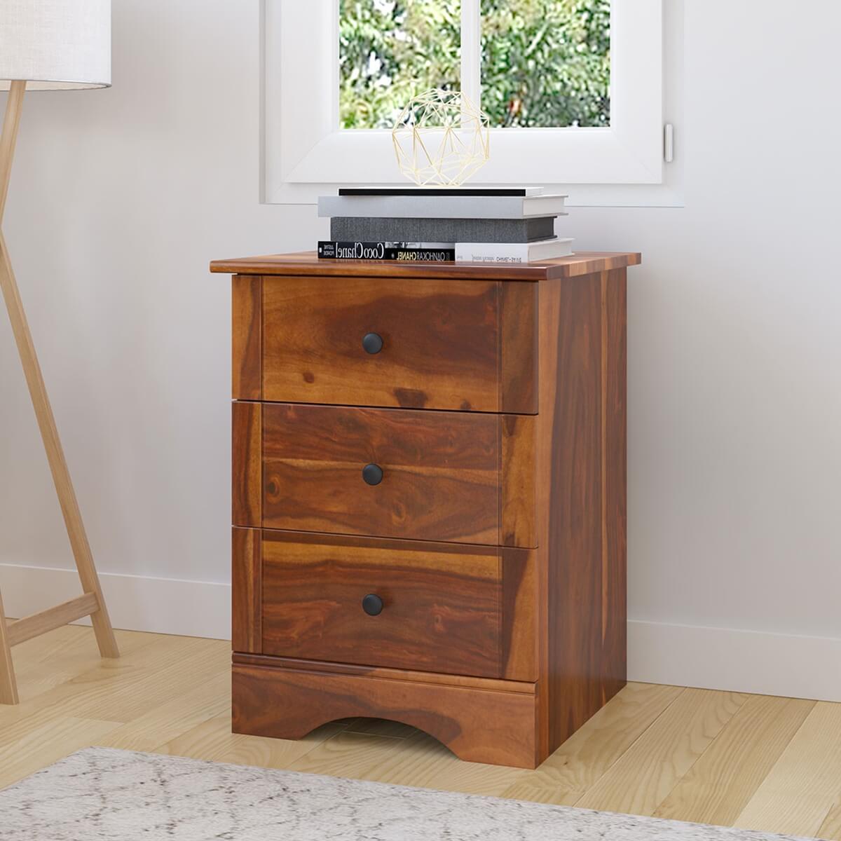 Gisela Handcrafted Rustic Solid Wood 3 Drawer Office Storage Cabinet