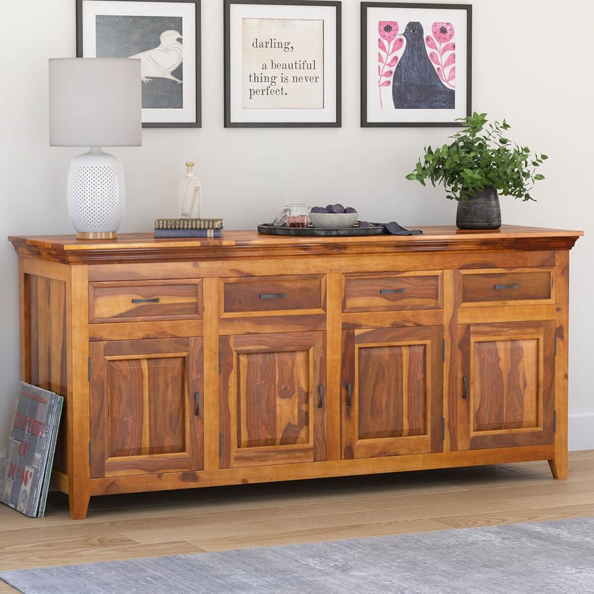 San Francisco Rustic Solid Wood Large Sideboard Cabinet