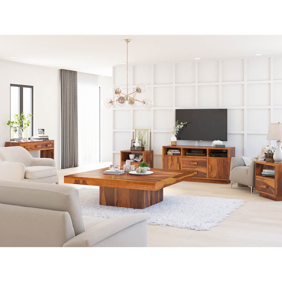 Brocton Rustic Solid Wood 5 Piece Living Room Set