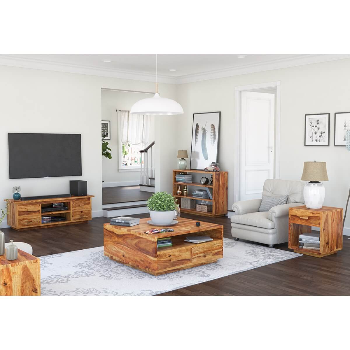 Delaware Rustic Solid Wood 5 Piece Living Room Set