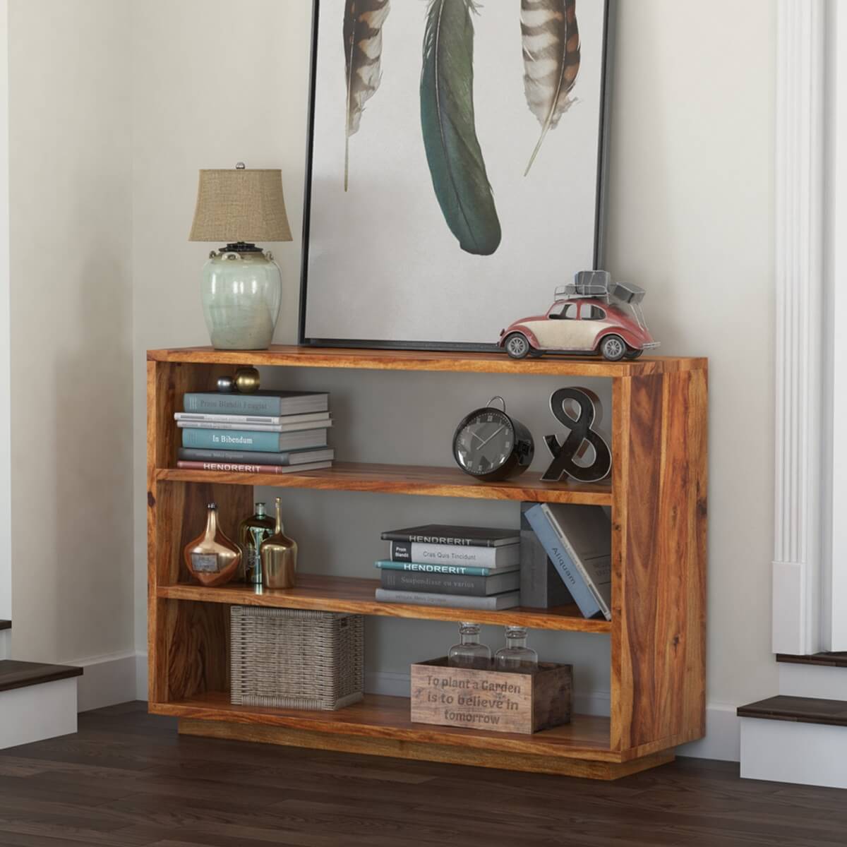 Delaware Rustic Console Table with shelves