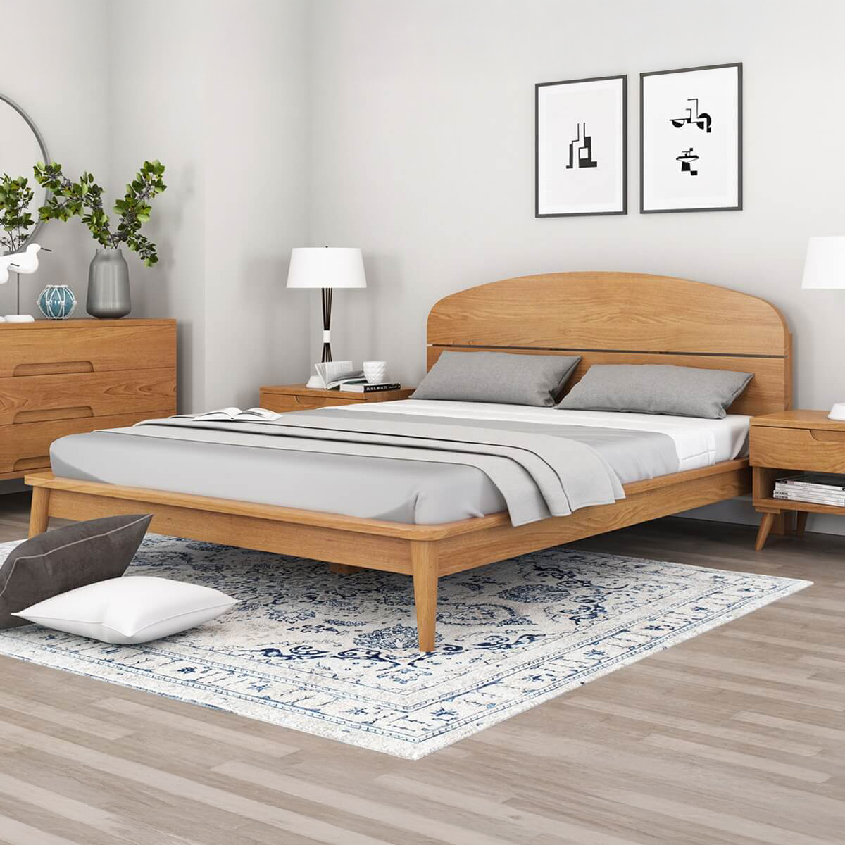 Avondale Modern Style Teak Wood Platform Bed