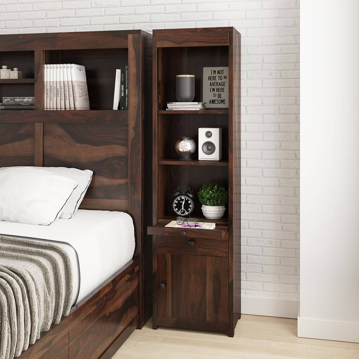 El Centro Rustic Solid Wood Bookcase Nightstand