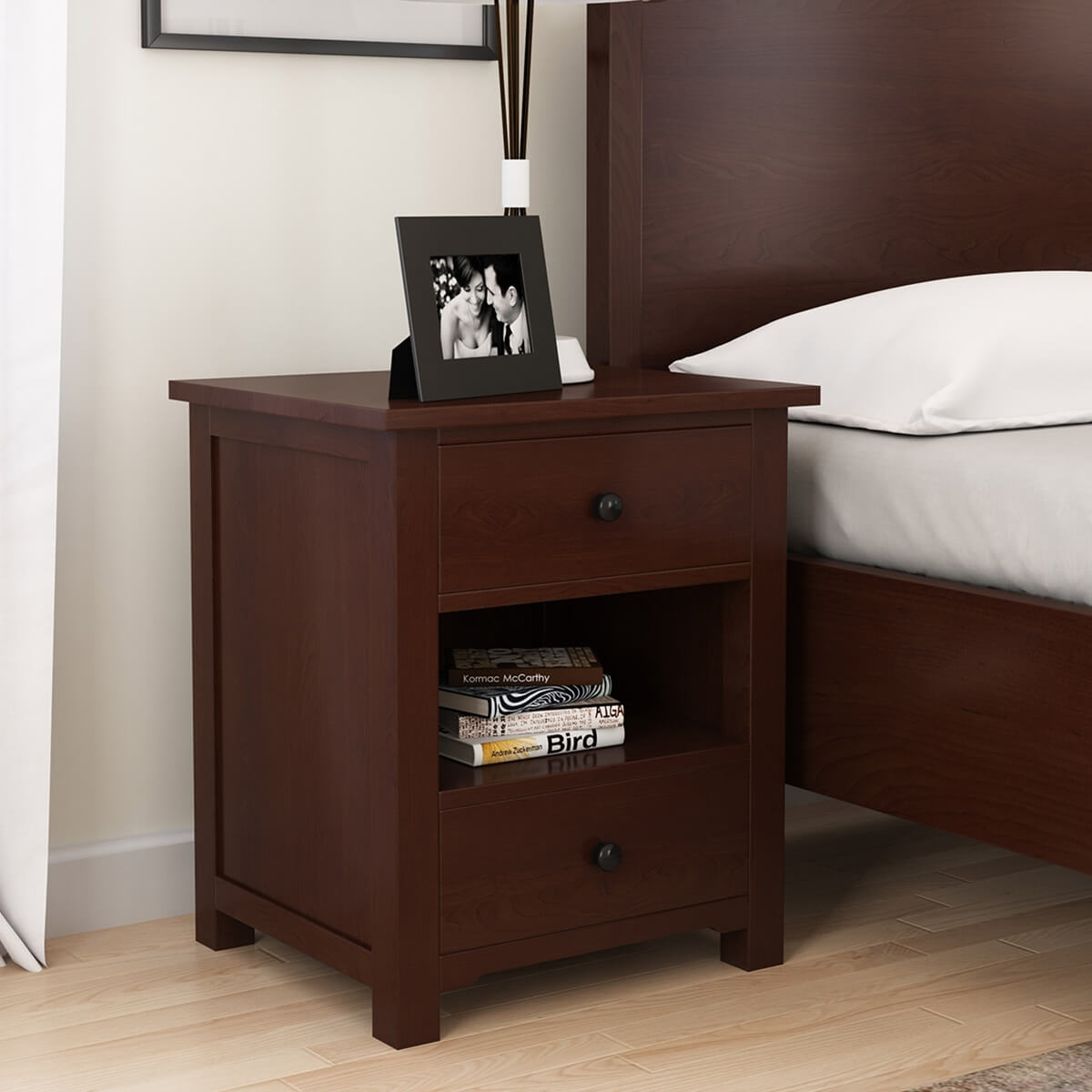 Bradenton Solid Mahogany Wood Nightstand with 2 Drawers