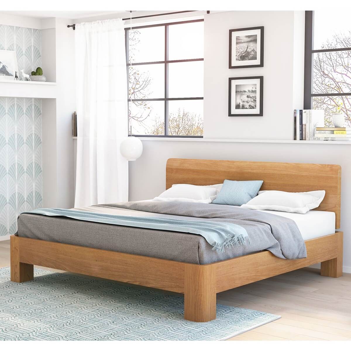 Rebersburg Solid Teak Wood Platform Bed