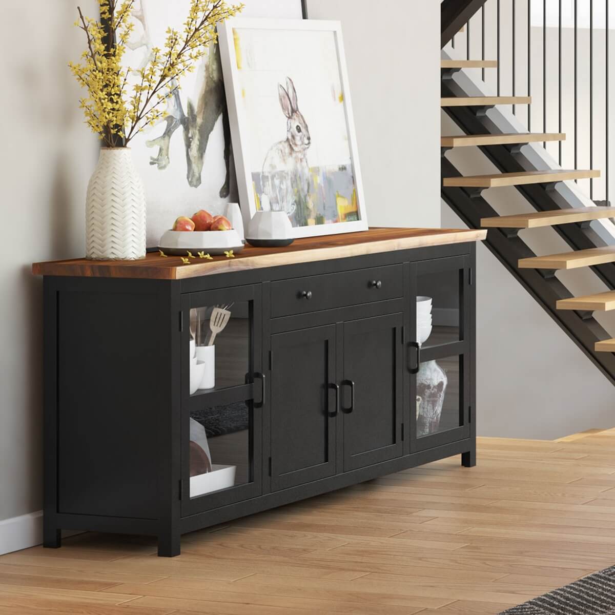 Laconia Solid Wood Live Edge Extra Long Buffet Cabinet