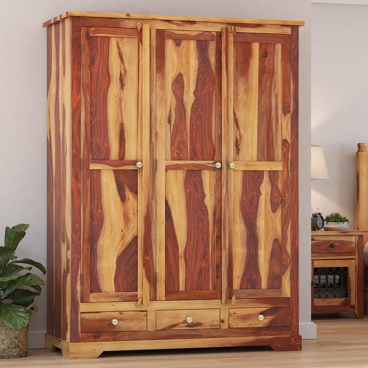 Crossett Large Solid Wood Armoire with Hanging Rod