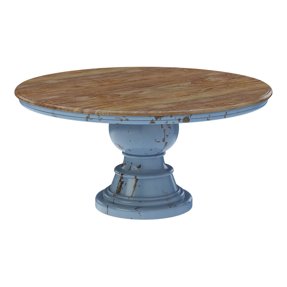 Nauvoo Blue Two Tone Mahogany Wood Round Dining Table