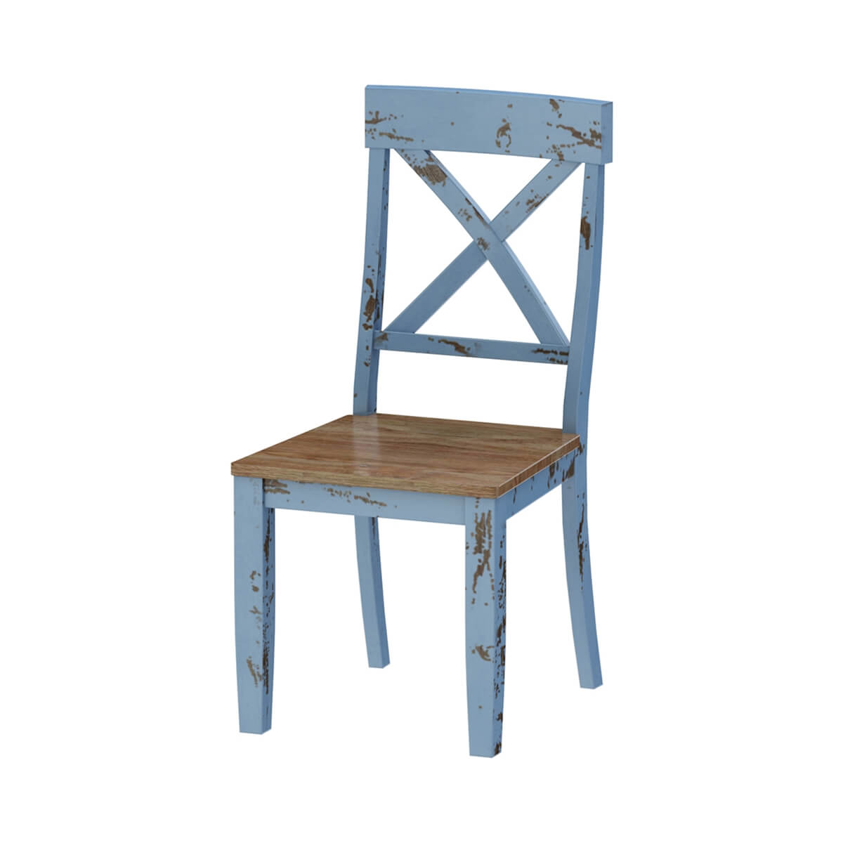 Nauvoo Blue Two Tone Mahogany Wood Dining Chair