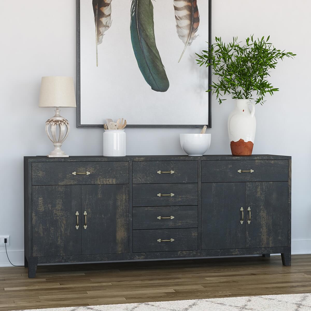 Abingdon Rustic Solid Wood Extra Long Sideboard Cabinet with Drawer