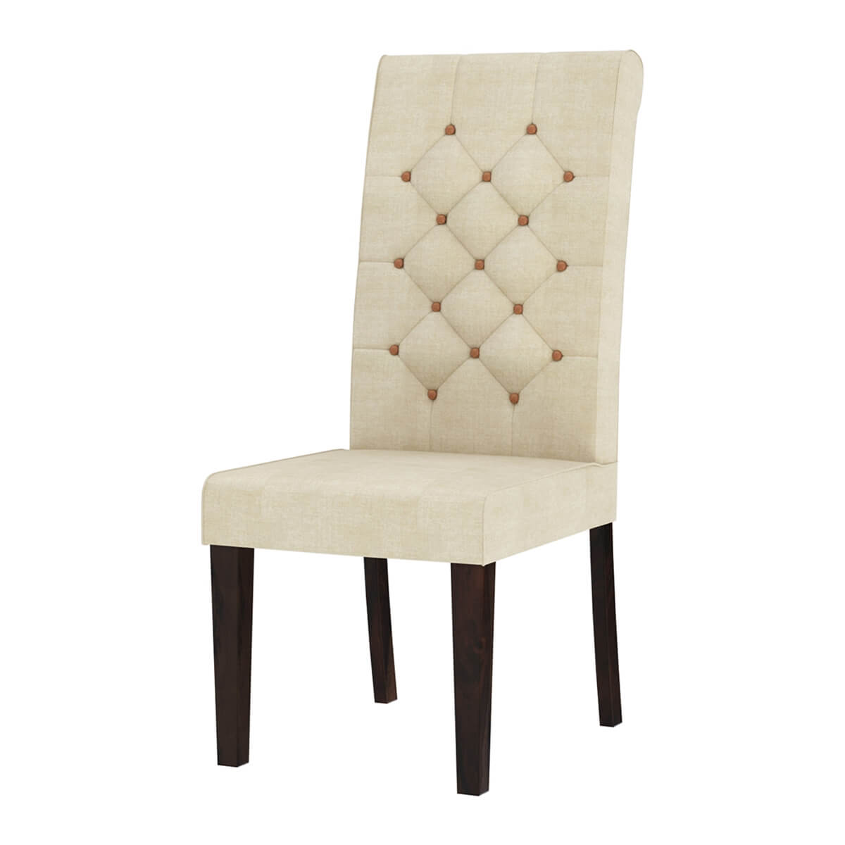 Clanton Rustic Solid Wood Natural Upholstered Tufted Dining Chair