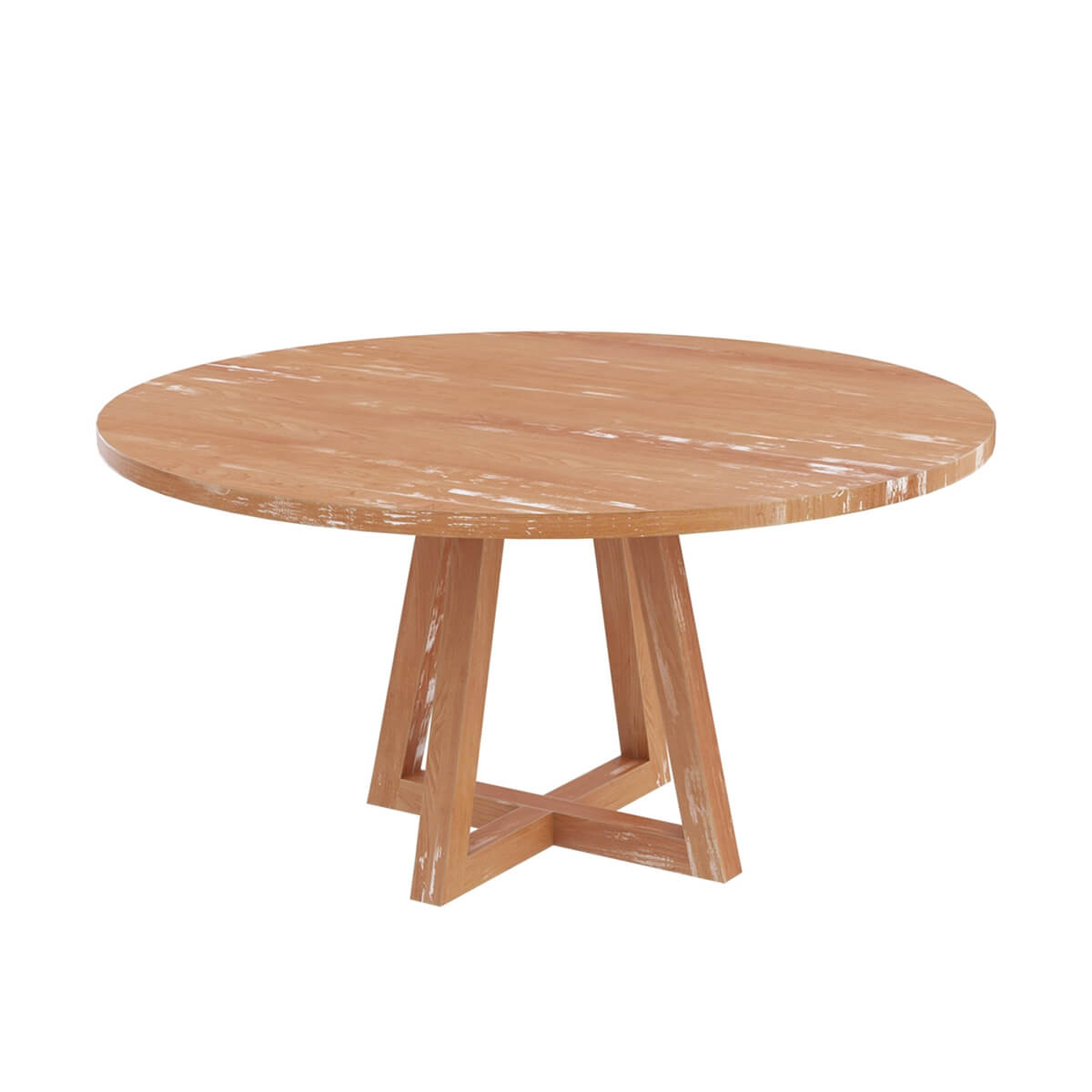 Kimballton Shabby Chic Teak Wood Farmhouse Round Dining Table